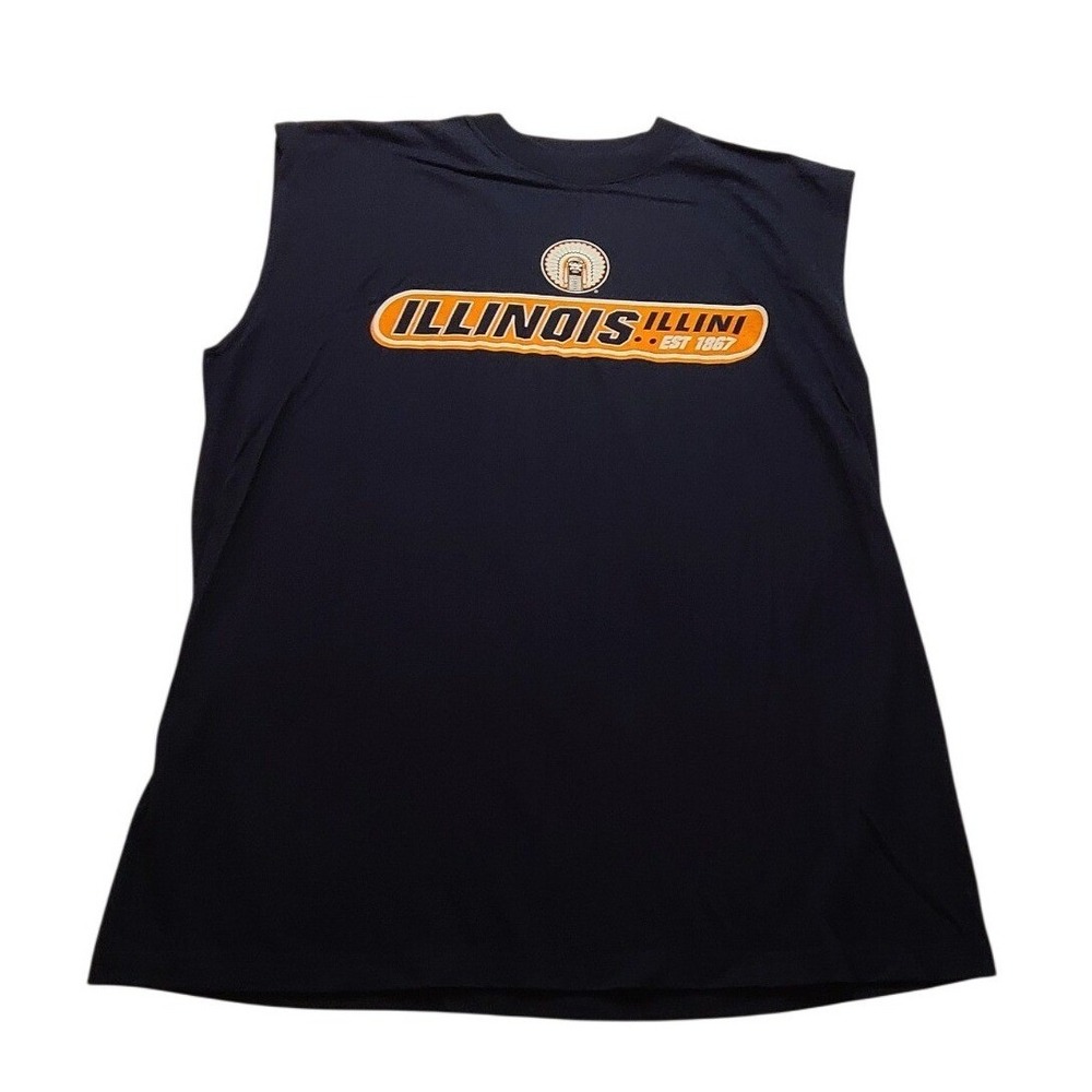 Illinois Fighting Illini Men's Muscle Tee Navy Blue Sleeveless Shirt Large